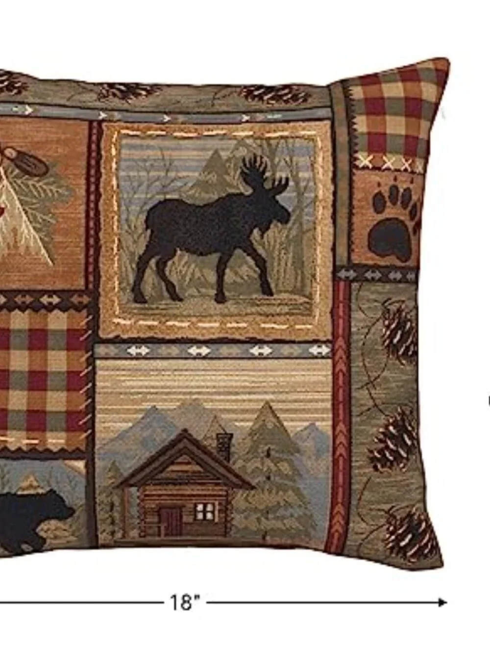 Set of 2 Square 18x18 inch Retro Brown Throw Pillow‎ Covers Rustic Lodge Bear